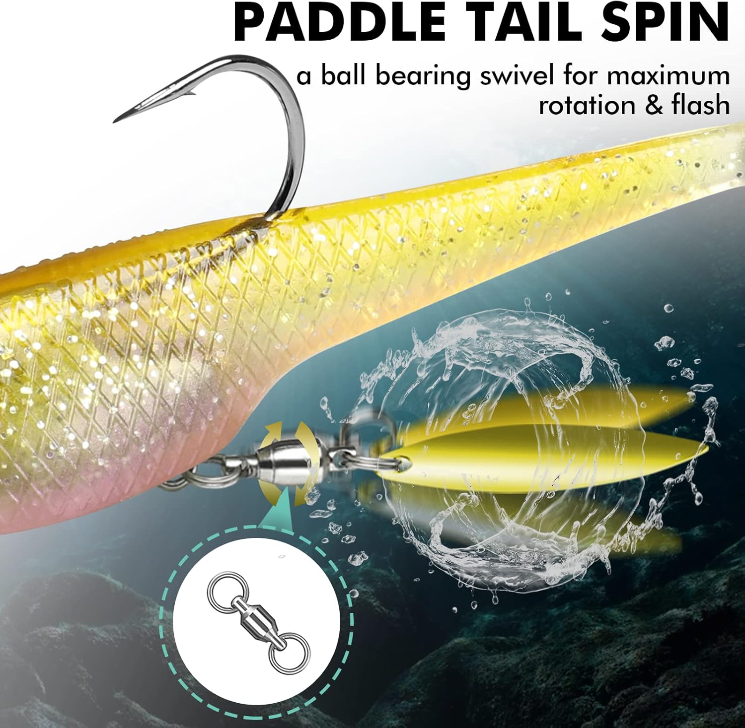 TRUSCEND Easy Catch Pre-Rigged Soft Lures, Unique Vibrating Swim Action and Trembly Sinking Move for More Bites, Amazing Soft Swimbait for Family Fishing, Fishing Lures for Bass Trout Crappie Walleye - Image 3